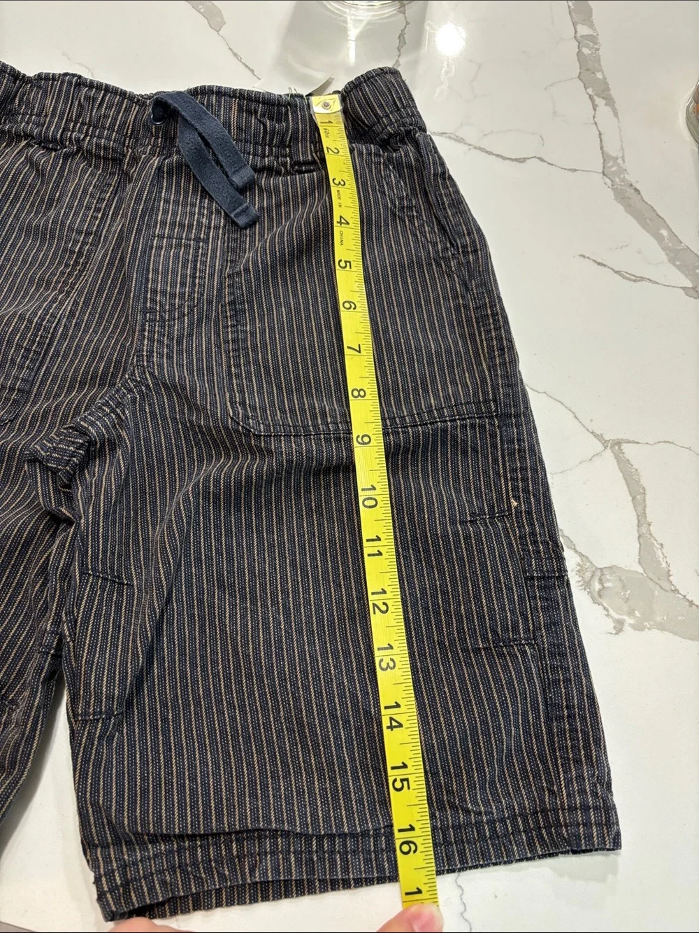 Gymboree Boys Black Tan Pinstripe 100% Cotton Bermuda Casual Shorts Size 8